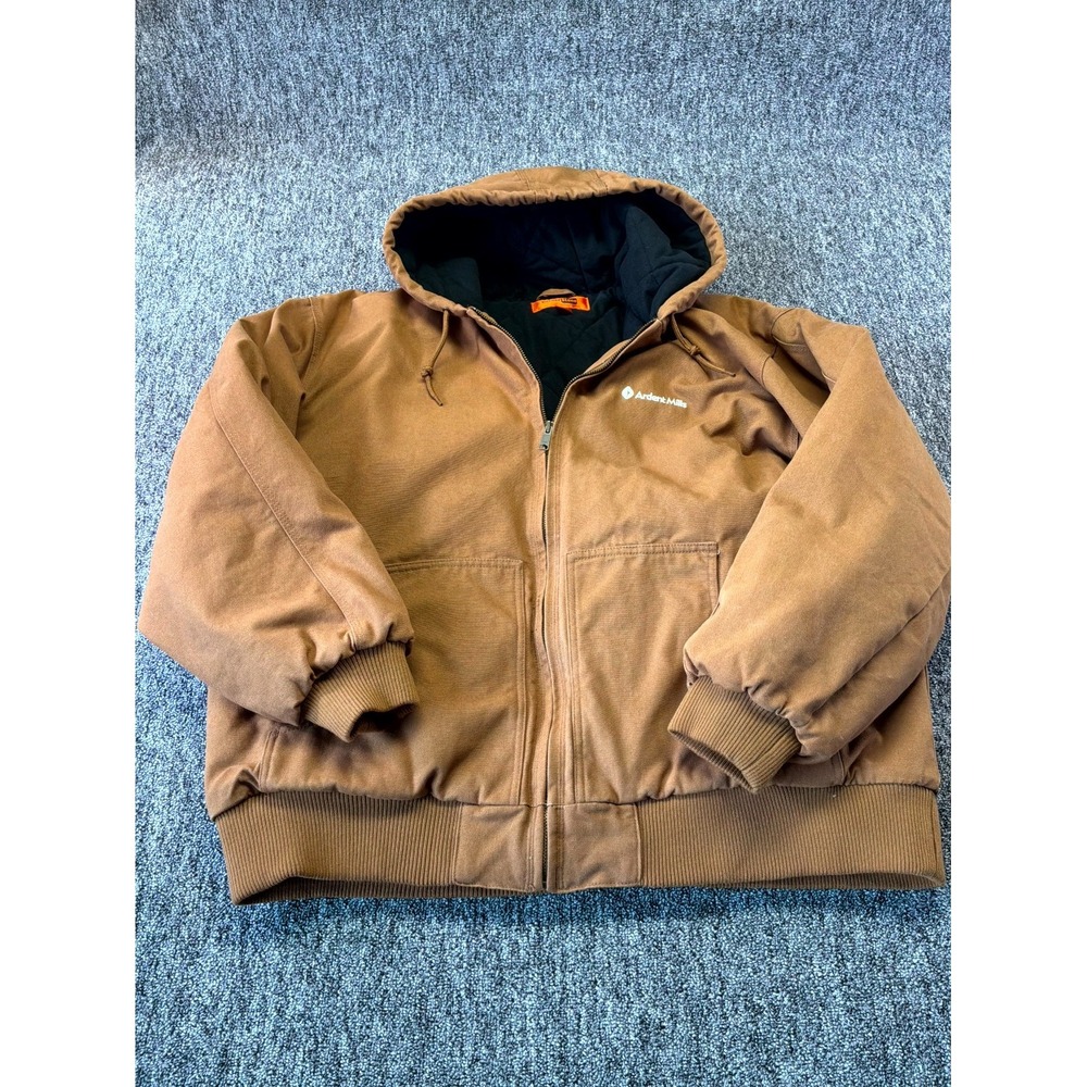 CornerStone Washed Duck Cloth Insulated Work Jacket Mens 3XL Brown Cotton Hooded
